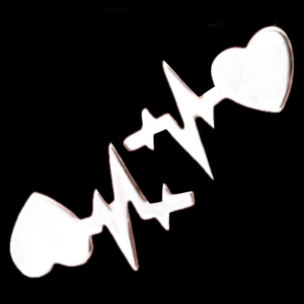 EKG ECG Electrocardio Heartbeat Heart Sinus Rhythm Med Doctor Nurse Silver Studs - Picture 6 of 11